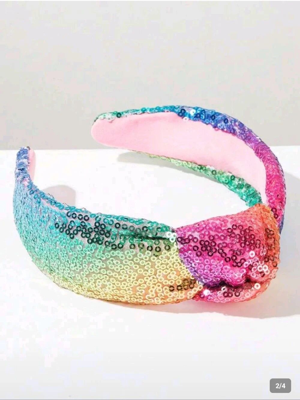 Snowcone Rainbow Sequin Knotted Headband - Multicolor